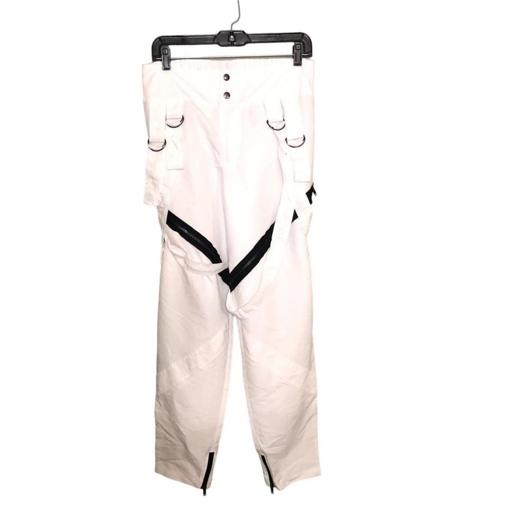 Balera White Cargo Jogger Pants Techwear Strappy Zipper Accents Dancewear Medium